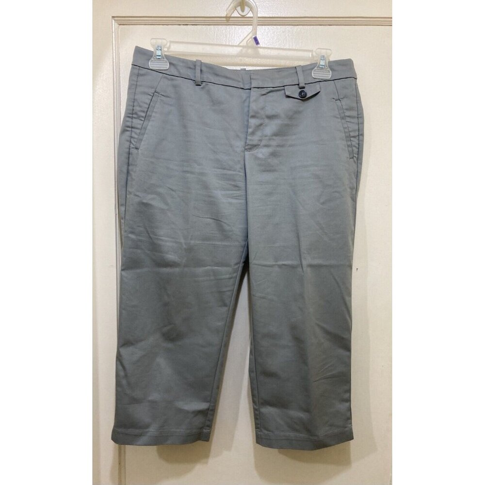 DOCKERS Womens Pants Size 10 Gray Cotton Blend Capri Cropped Vents Casual Office